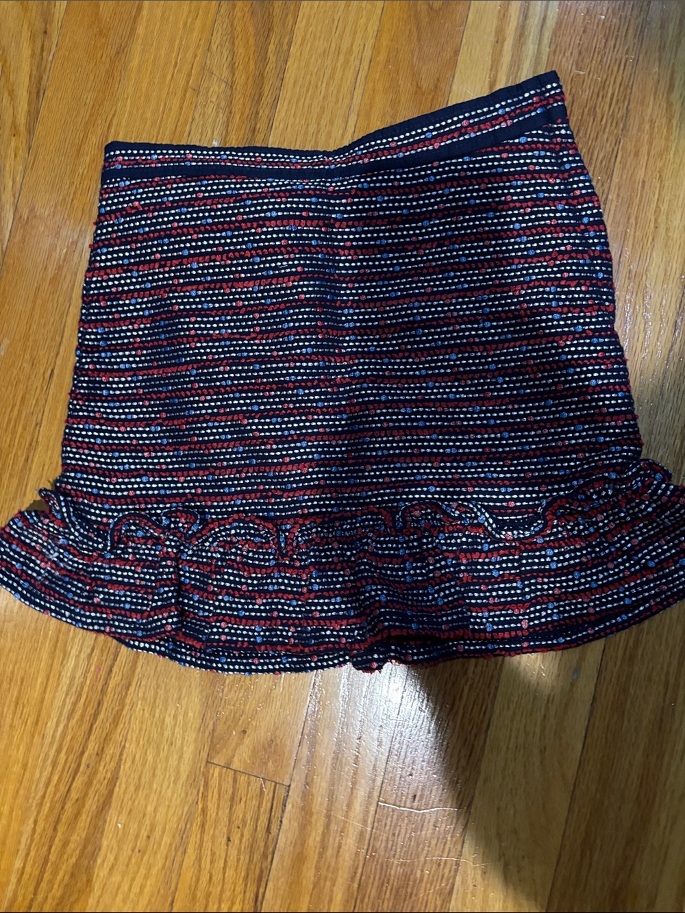 Janie and Jack Red, Black & White Striped Ruffle Hem Skirt